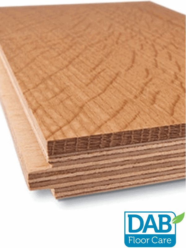 Stacked engineered wood flooring boards