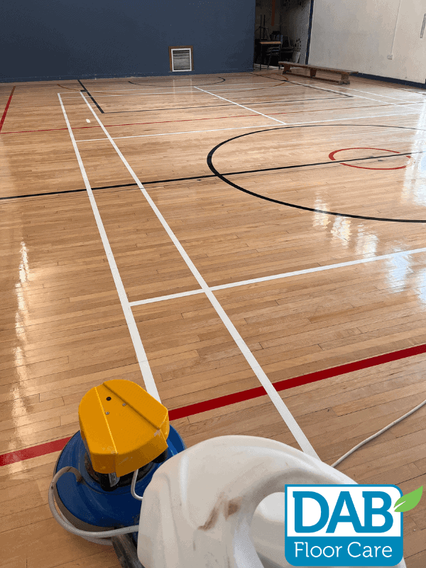 Clean sports hall with polished floor