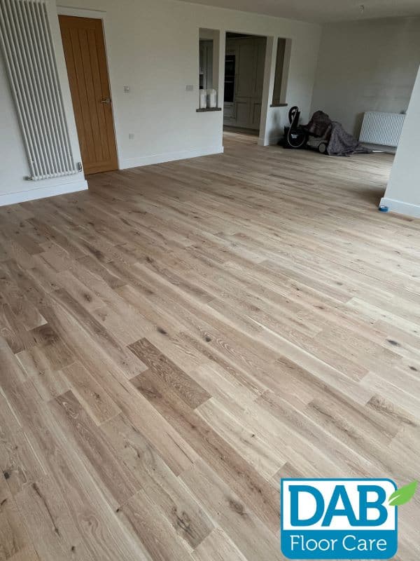 Oak floor sanded back to bare timber before lacquering, Huddersfield